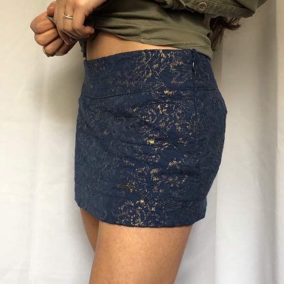 A&F Navy and Dusted Gold Metallic Mini Skirt - Picture 1 of 6